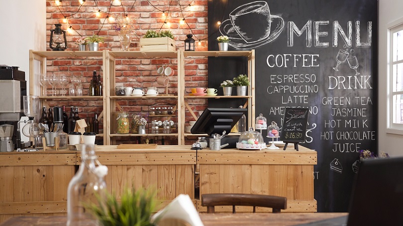 coffee shop menu and checkout 